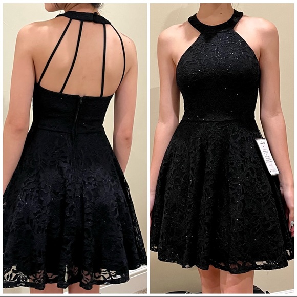 Halter Sleeveless Lace Shimmer Short A-Line dress (New with tags) - Picture 1 of 1